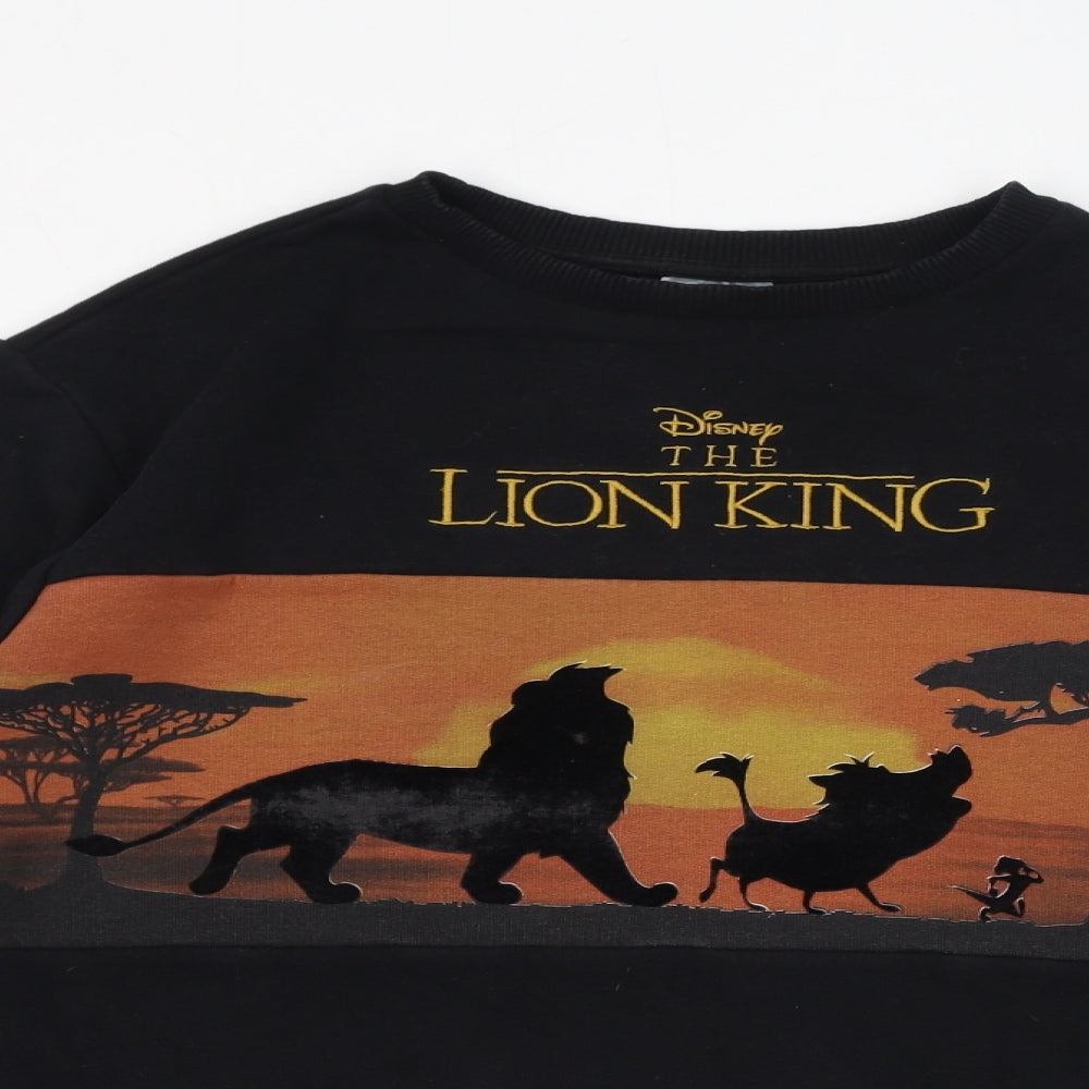 Disney Womens Black Cotton Pullover Sweatshirt Size XS Pullover - Sunset, Simba, The Lion King, Velvet Silhouettes