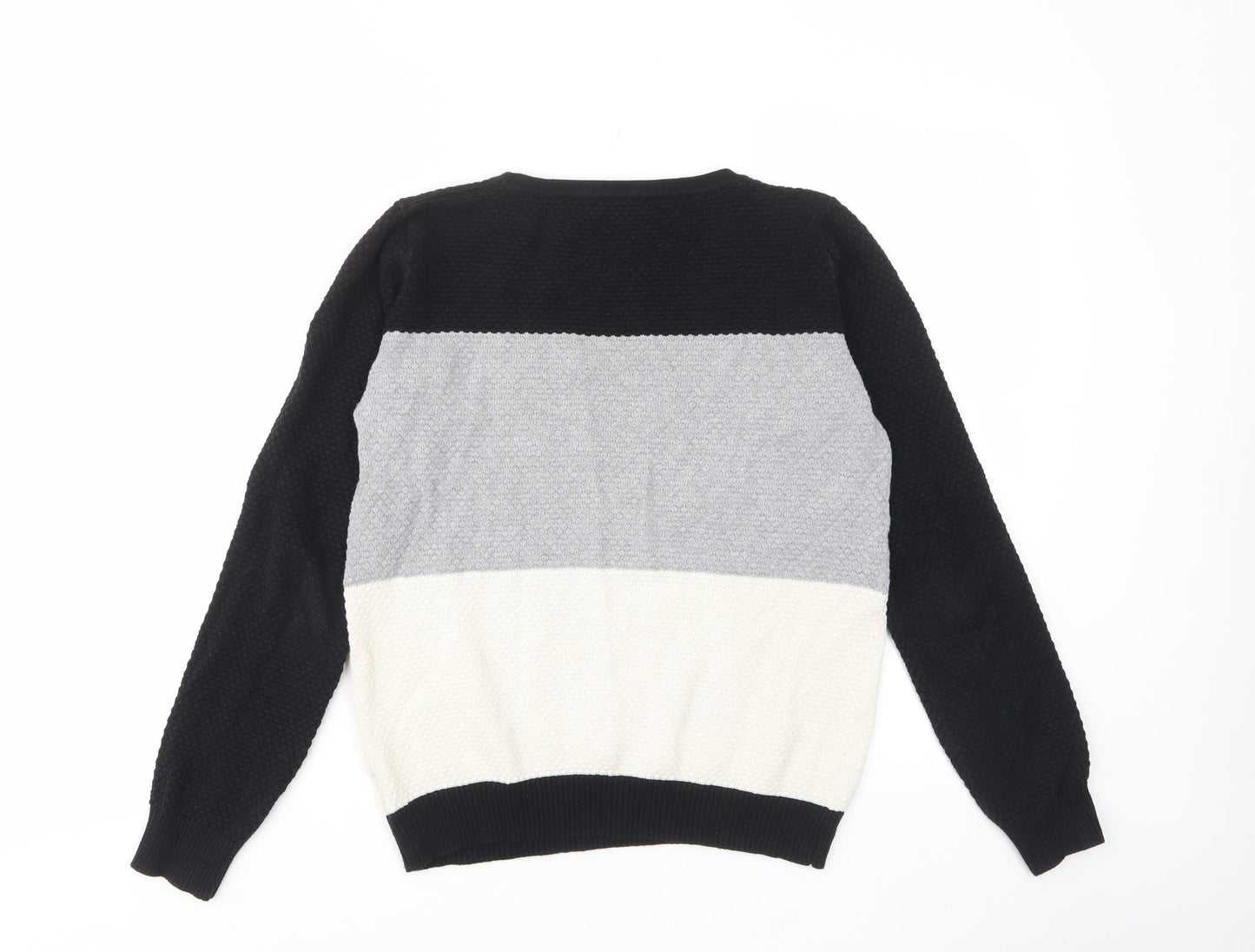 FOREVER 21 Womens Multicoloured Crew Neck Striped Cotton Pullover Jumper Size M