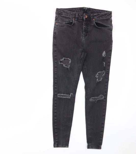 Pre London Womens Black Cotton Skinny Jeans Size 30 in L25 in Regular Zip - Pockets