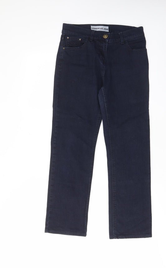 Casual Wear Womens Blue Cotton Straight Jeans Size 28 in L27 in Regular Zip - Pockets