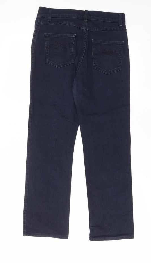 Casual Wear Womens Blue Cotton Straight Jeans Size 28 in L27 in Regular Zip - Pockets
