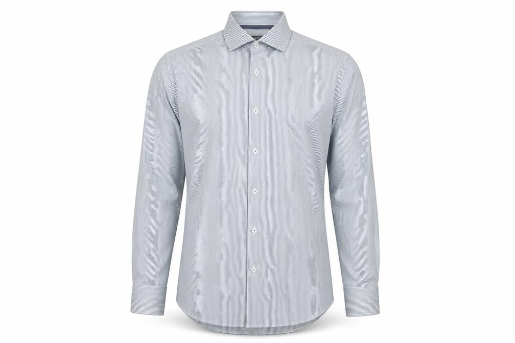 Marks and Spencer Mens Red Striped Cotton Button-Up Size 14.5 Collared Button