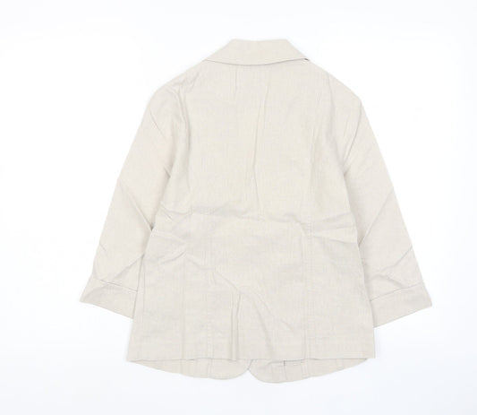 EWM Womens Beige Jacket Blazer Size 10 Button