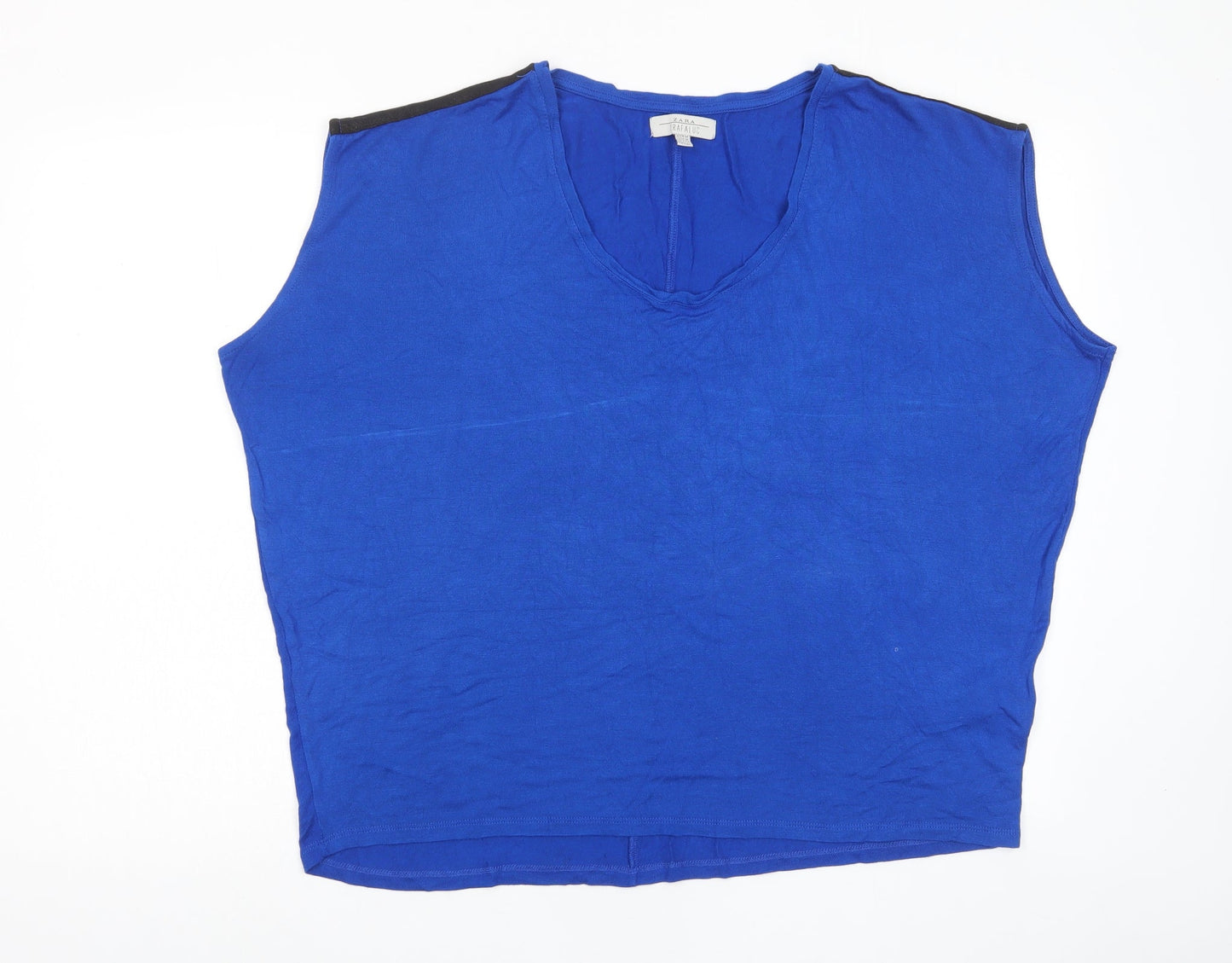 Zara Womens Blue Viscose Basic Tank Size M Scoop Neck