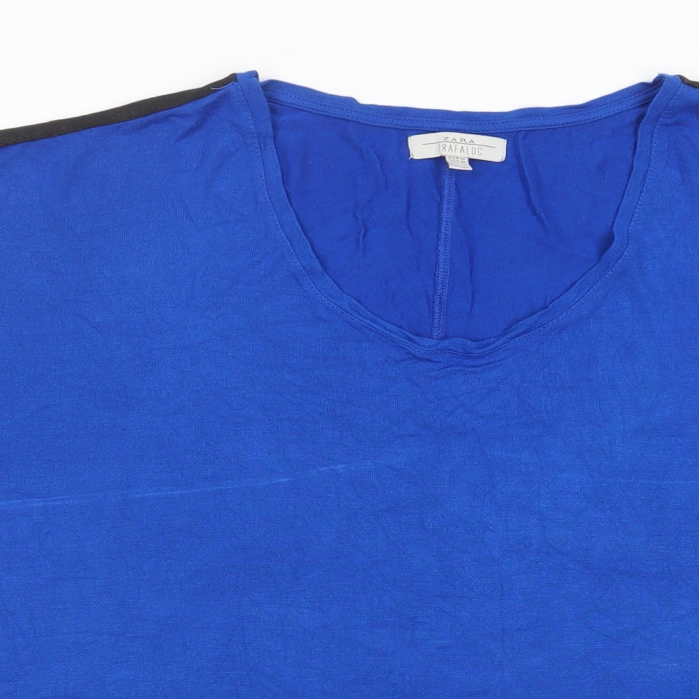 Zara Womens Blue Viscose Basic Tank Size M Scoop Neck