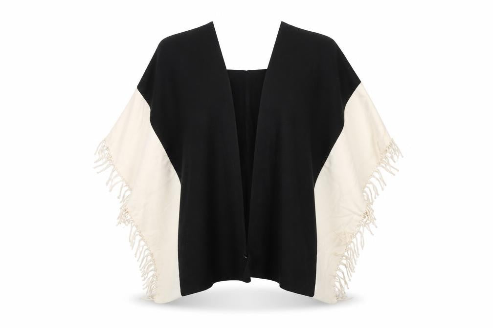 Marks and Spencer Womens Black V-Neck Polyester Cape Jumper One Size - Tasseled