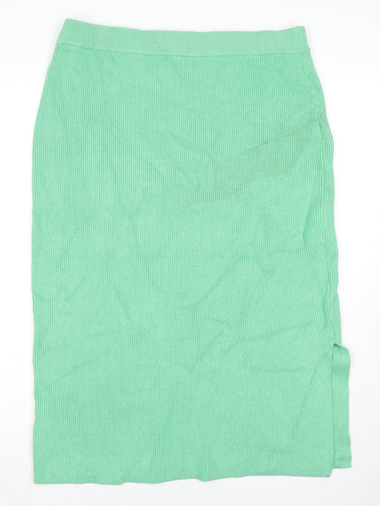Marks and Spencer Womens Green Viscose A-Line Skirt Size L
