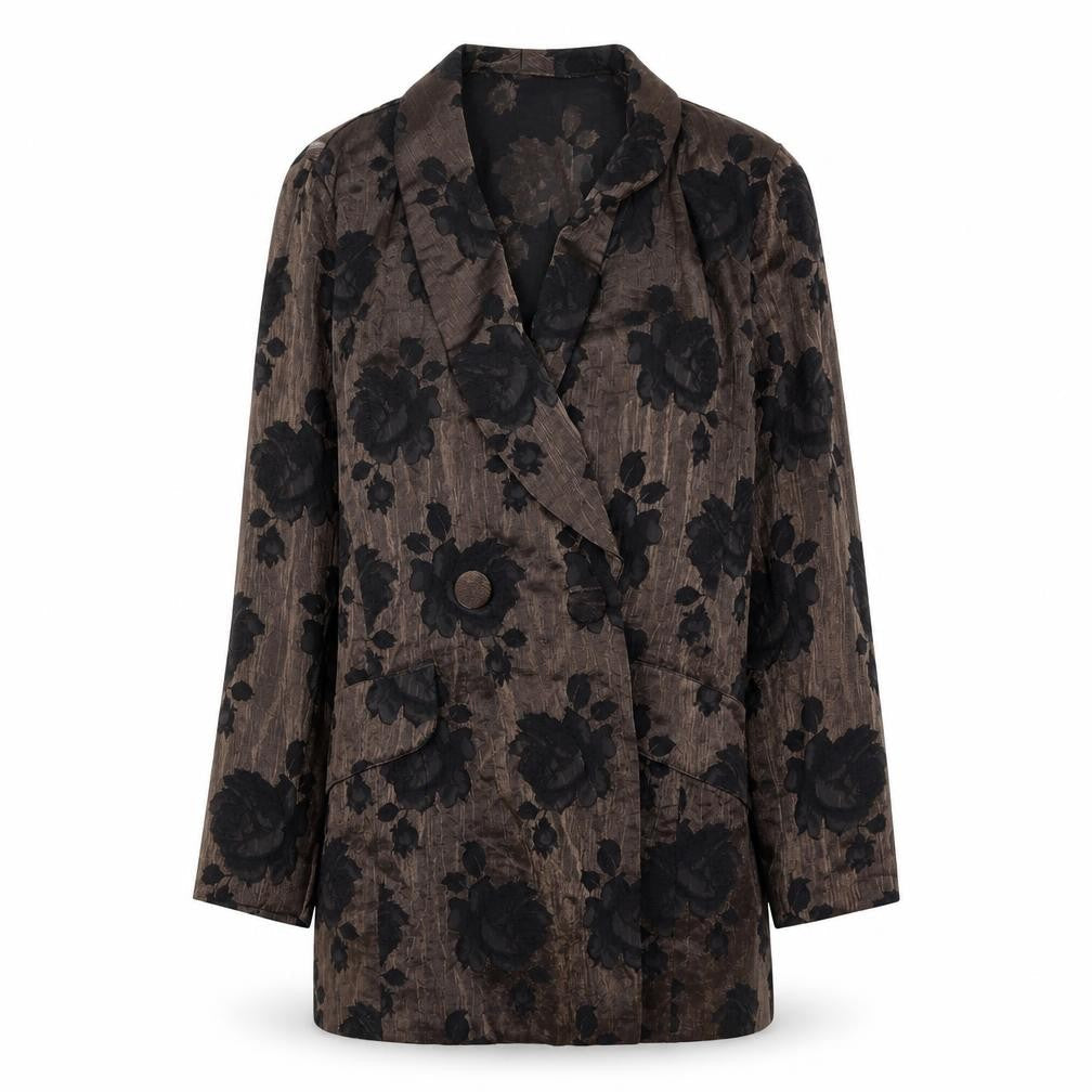 Truworths Womens Brown Floral Jacket Blazer Size 6 Button