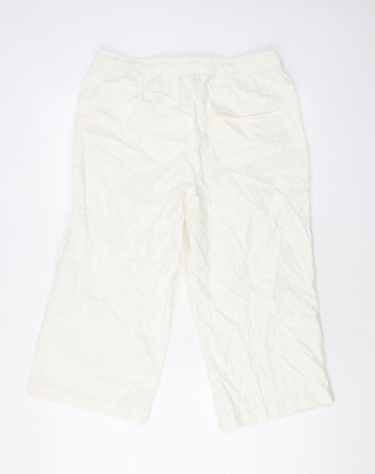Ben Smith Womens White Linen Trousers Size S L20 in Regular