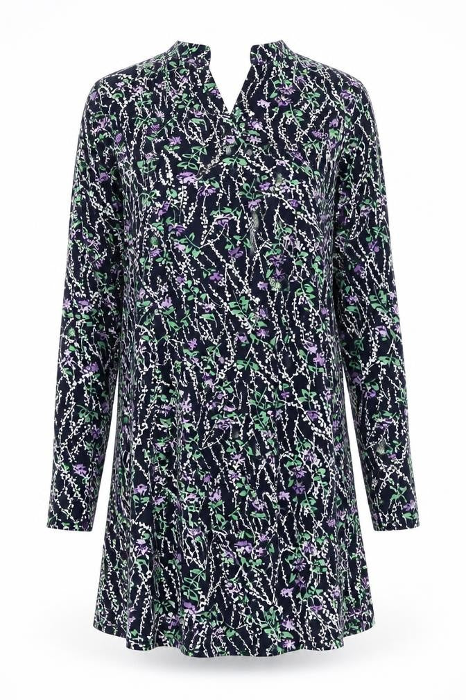 Marks and Spencer Womens Black Floral Viscose A-Line Size 10 Mock Neck Pullover