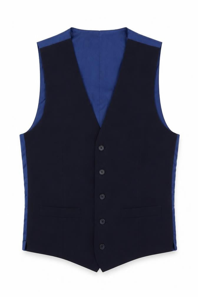 Marks and Spencer Mens Blue Polyester Jacket Suit Waistcoat Size 38 Regular