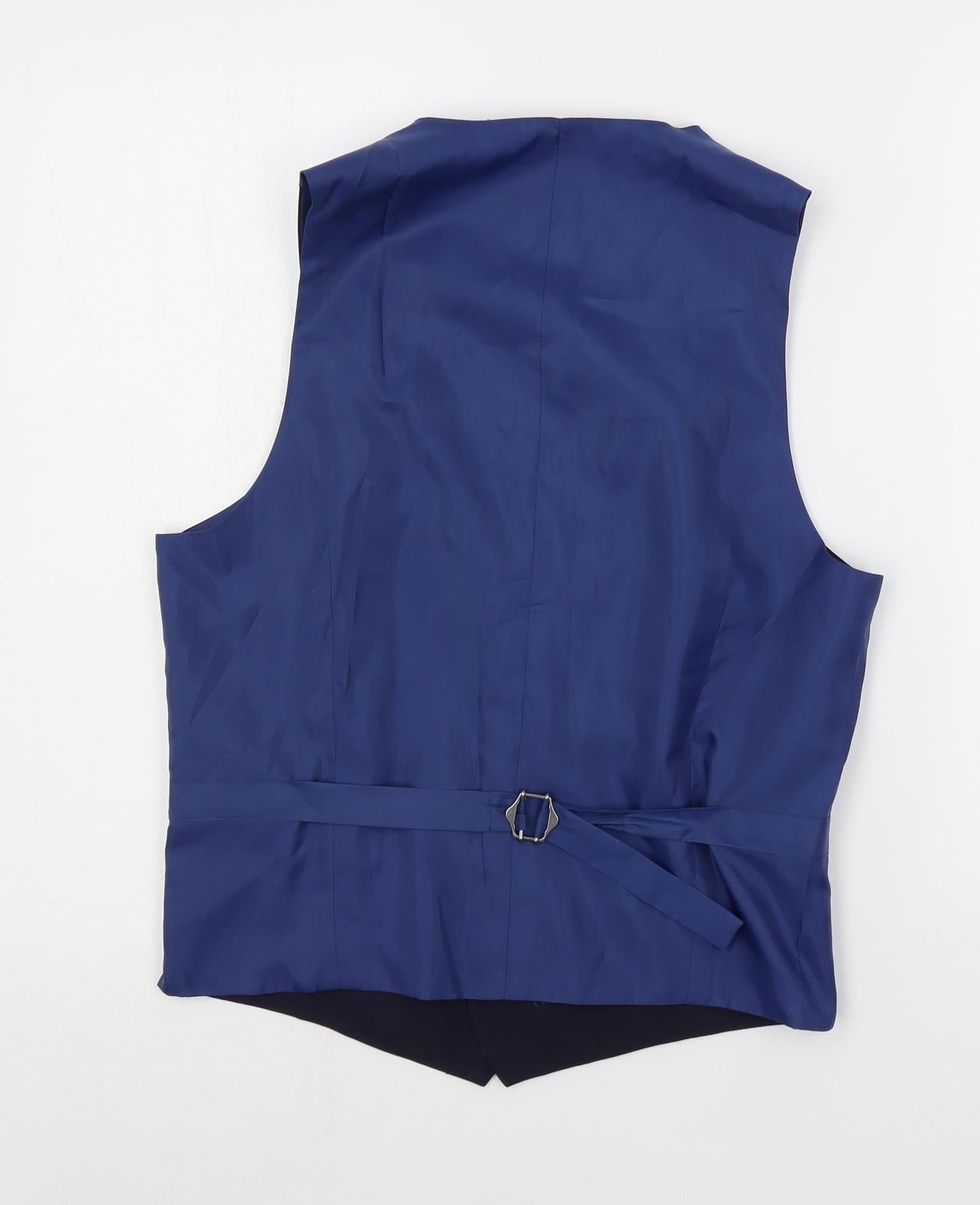 Marks and Spencer Mens Blue Polyester Jacket Suit Waistcoat Size 38 Regular