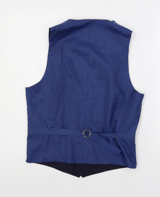 Marks and Spencer Mens Blue Polyester Jacket Suit Waistcoat Size 38 Regular