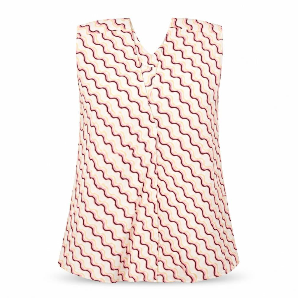 Marks and Spencer Womens White Geometric Polyester Basic Blouse Size 8 V-Neck