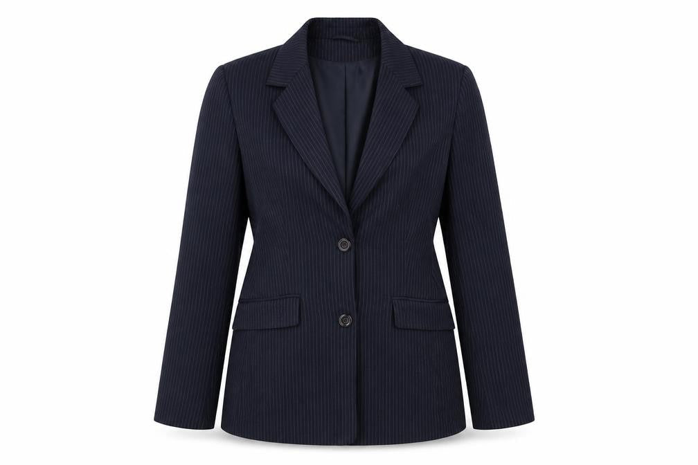 Bay Womens Blue Striped Jacket Blazer Size 10 Button