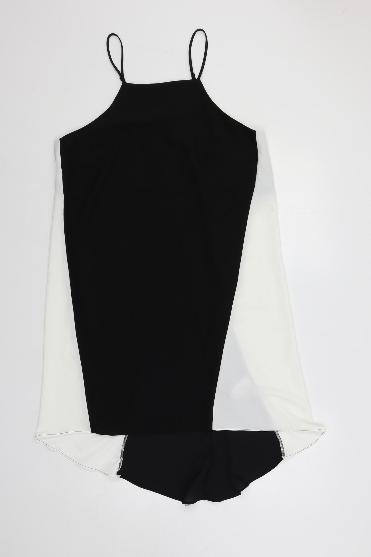 River Island Womens Black Colourblock Polyester Slip Dress Size 16 Square Neck Pullover