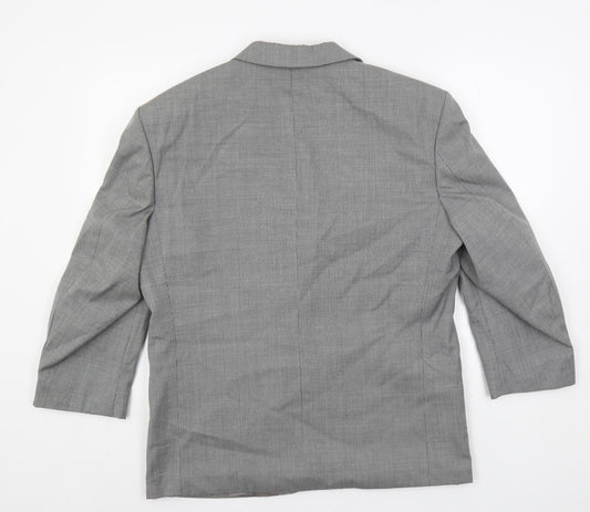 Hugo James Mens Grey Geometric Wool Jacket Suit Jacket Size 40 Regular