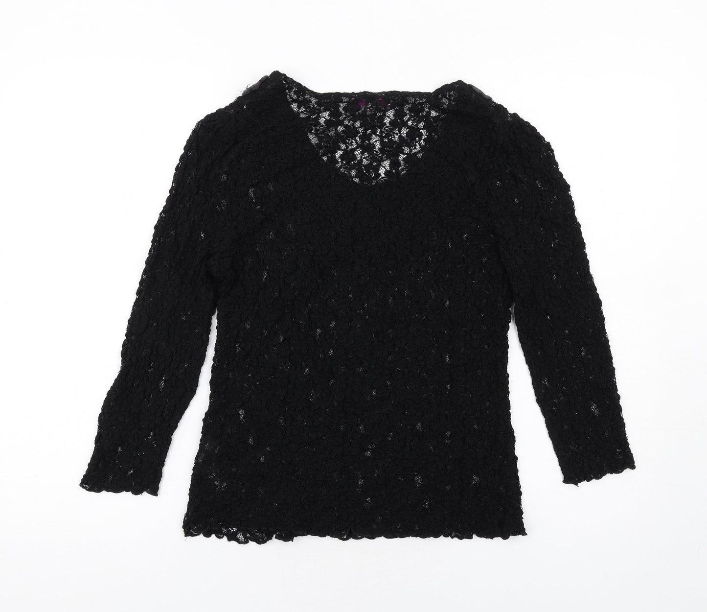 Per Una Womens Black Viscose Basic T-Shirt Size 14 Scoop Neck