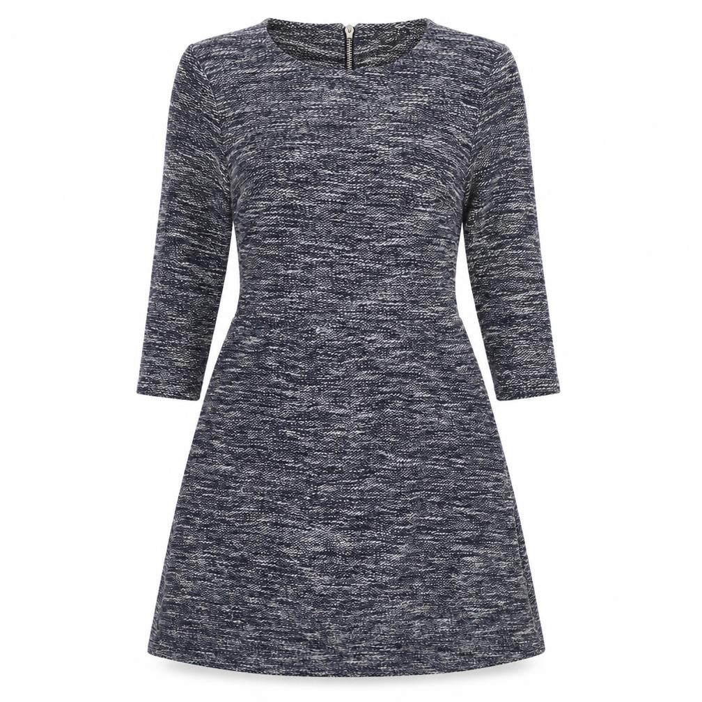 Topshop Womens Blue Cotton Fit & Flare Size 10 Round Neck Zip