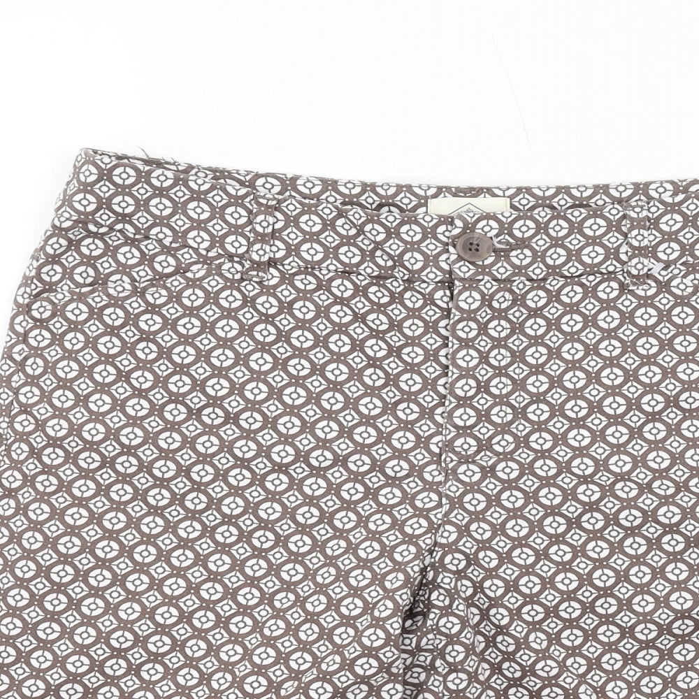 St. John's Bay Womens Brown Geometric Cotton Bermuda Shorts Size 8 L11 in Regular Zip