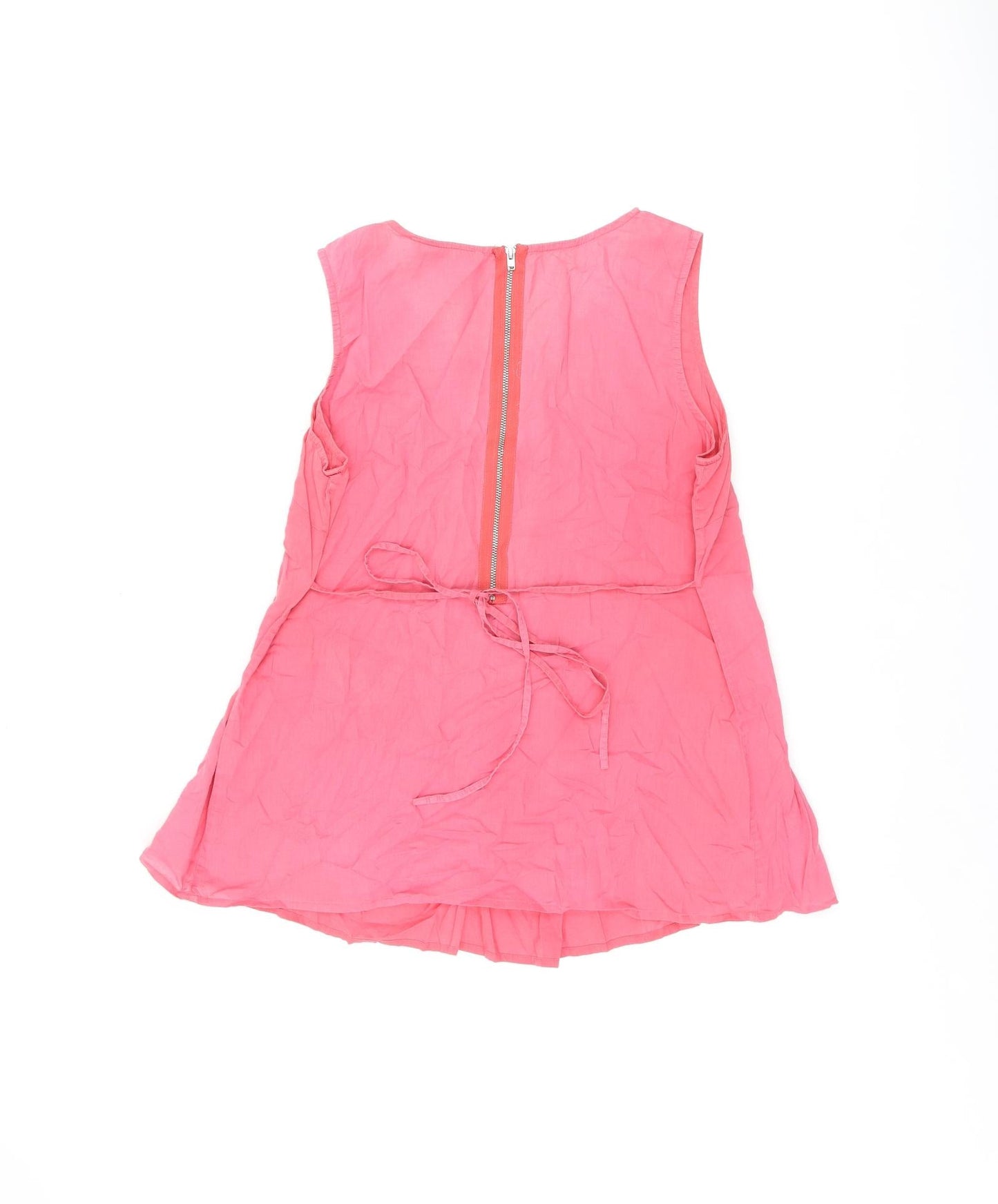 Oasis Womens Pink Cotton Basic Tank Size 14 Scoop Neck - Pleated