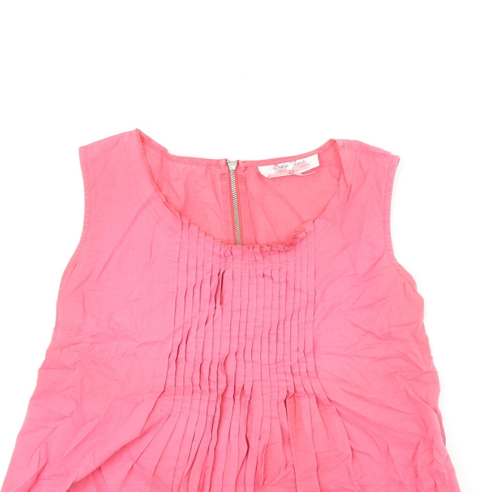 Oasis Womens Pink Cotton Basic Tank Size 14 Scoop Neck - Pleated