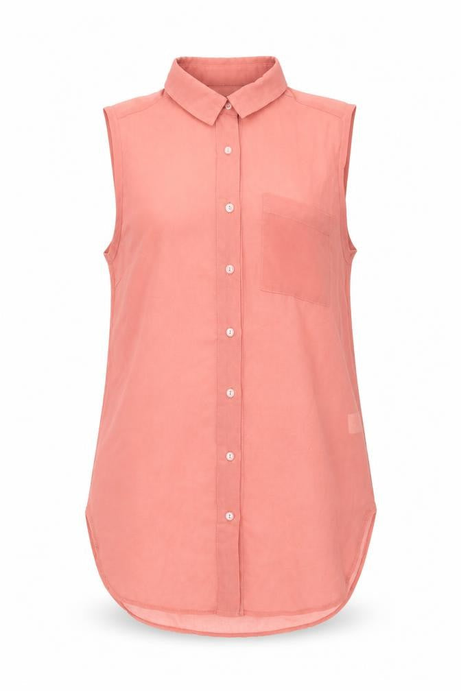 Glamorous Womens Pink Polyester Basic Button-Up Size 10 Collared - Sheer