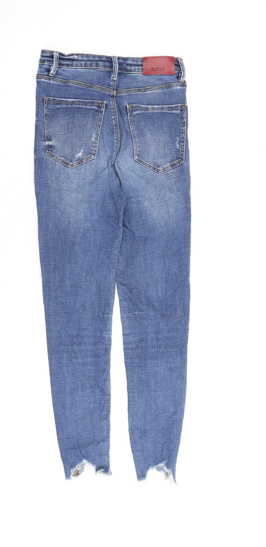 Stradivarius Womens Blue Cotton Skinny Jeans Size 8 L26 in Regular Zip