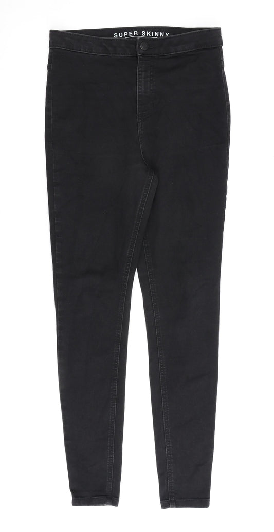 Marks and Spencer Womens Black Cotton Skinny Jeans Size 12 L28 in Regular Zip