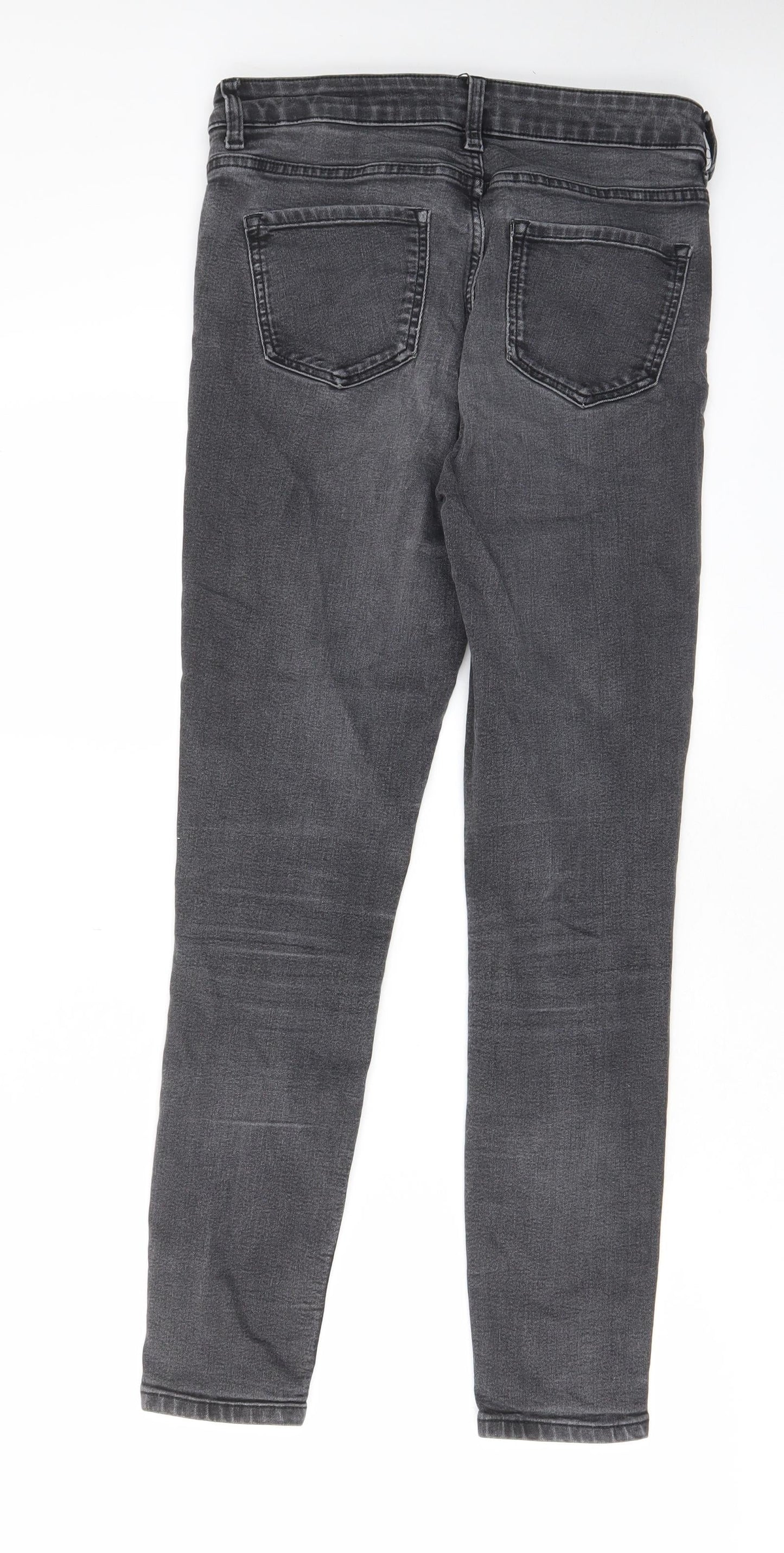 Marks and Spencer Womens Grey Cotton Skinny Jeans Size 10 L27 in Regular Zip - Pockets