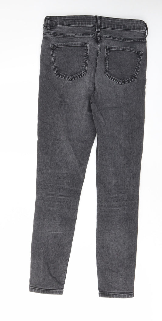 Marks and Spencer Womens Grey Cotton Skinny Jeans Size 10 L27 in Regular Zip - Pockets