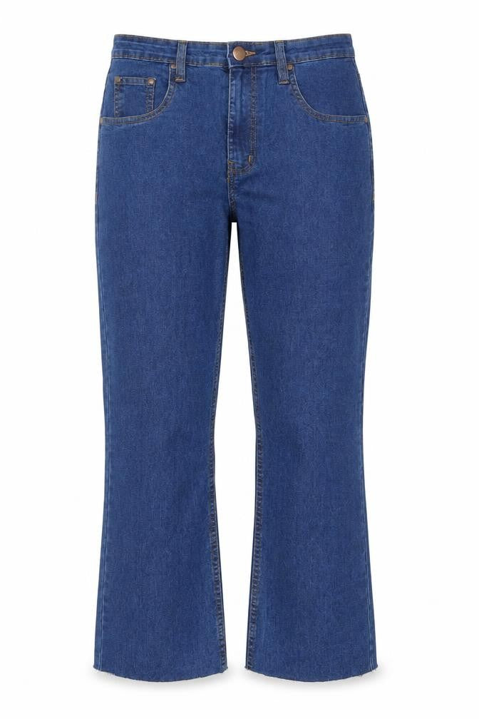 PRETTYLITTLETHING Womens Blue Cotton Straight Jeans Size 12 L28 in Regular Zip - Pockets