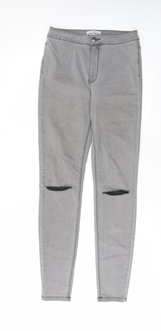 New Look Womens Grey Cotton Skinny Jeans Size 10 L29 in Regular Zip - Pockets