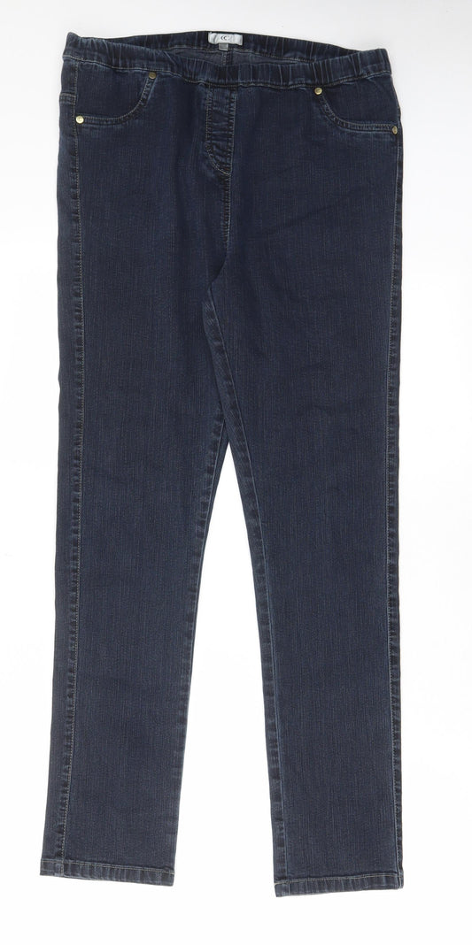 Cc Womens Blue Cotton Jegging Jeans Size 12 L29 in Regular - Elasticated Waist