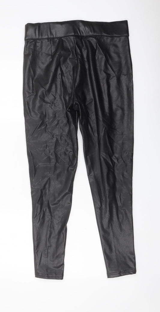Marks and Spencer Womens Black Polyester Trousers Size 14 L27 in Regular