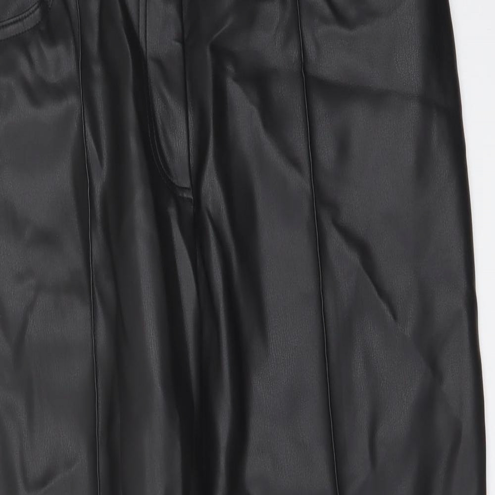 Marks and Spencer Womens Black Polyester Trousers Size 14 L24 in Regular Button
