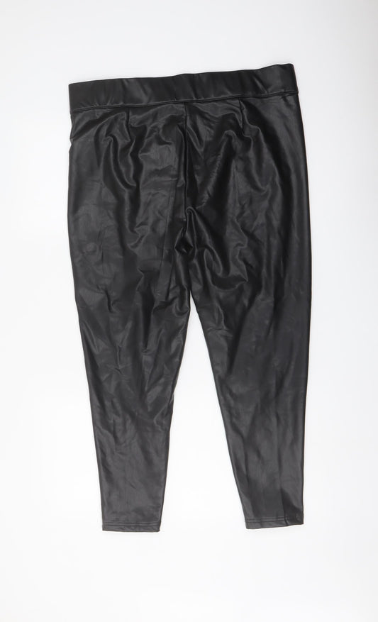 Marks and Spencer Womens Black Polyester Trousers Size 18 L25 in Regular