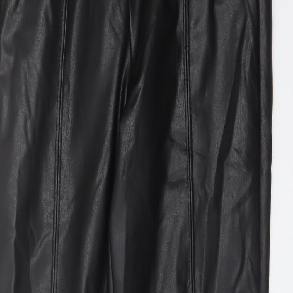 Marks and Spencer Womens Black Polyester Trousers Size 6 L25 in Regular