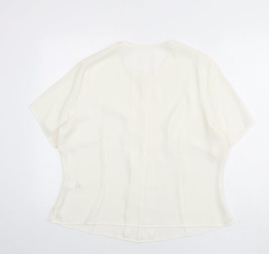 St Michael Womens Ivory Polyester Basic Button-Up Size 20 Round Neck - Lace Trim