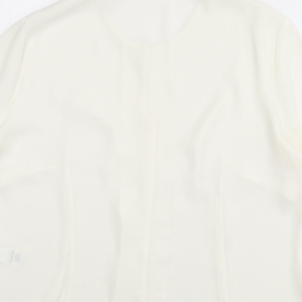 St Michael Womens Ivory Polyester Basic Button-Up Size 20 Round Neck - Lace Trim
