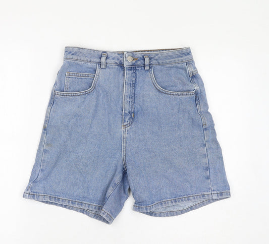 Reclaimed Vintage Womens Blue Cotton Bermuda Shorts Size 28 in L6 in Regular Zip