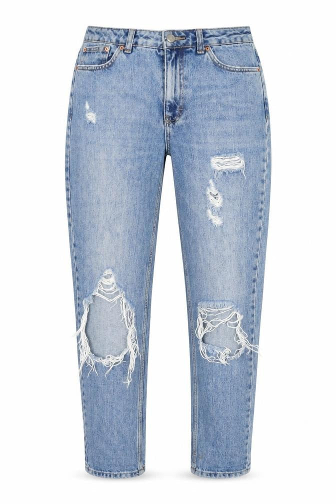 Topshop Womens Blue Cotton Mom Jeans Size 28 in L34 in Regular Zip