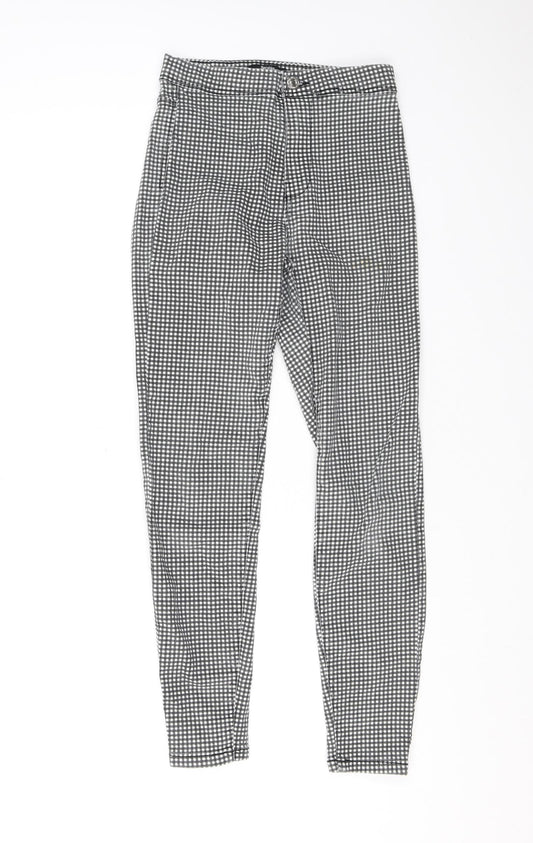 Bershka Womens Black Check Cotton Jegging Jeans Size 6 L25 in Regular Zip