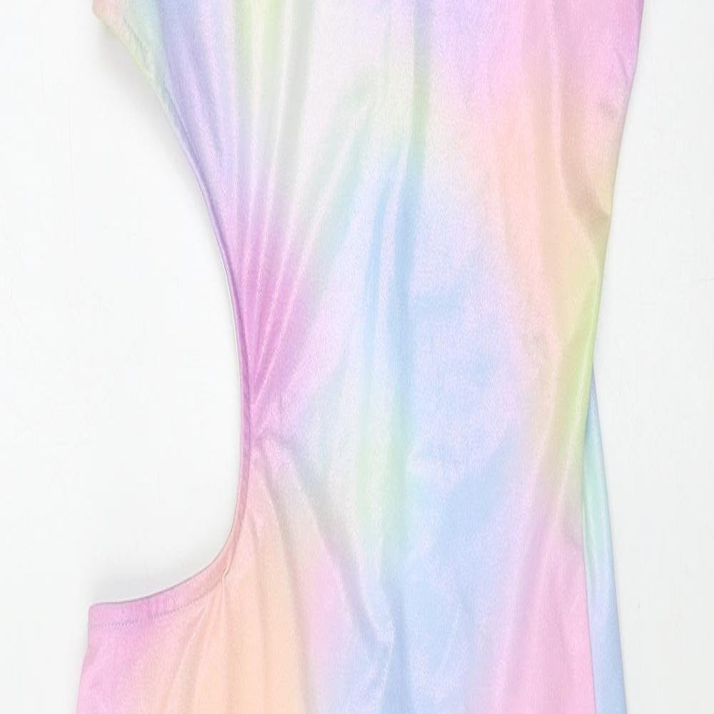 Divided by H&M Womens Multicoloured Geometric Polyester Bodycon Size S Round Neck Pullover - Cutout