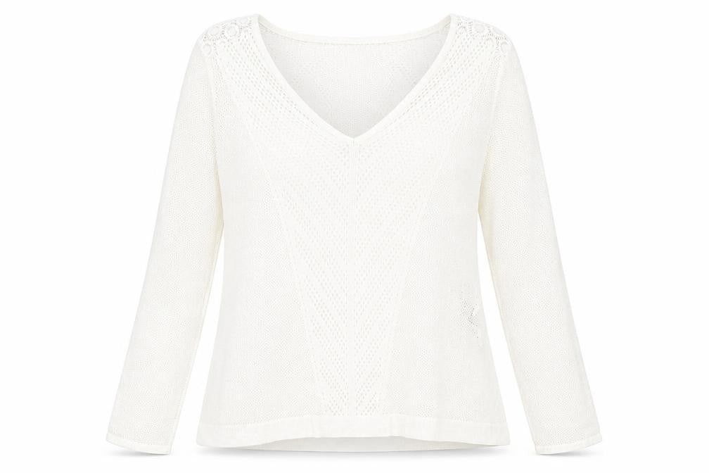 Marks and Spencer Womens Ivory V-Neck Viscose Pullover Jumper Size 12