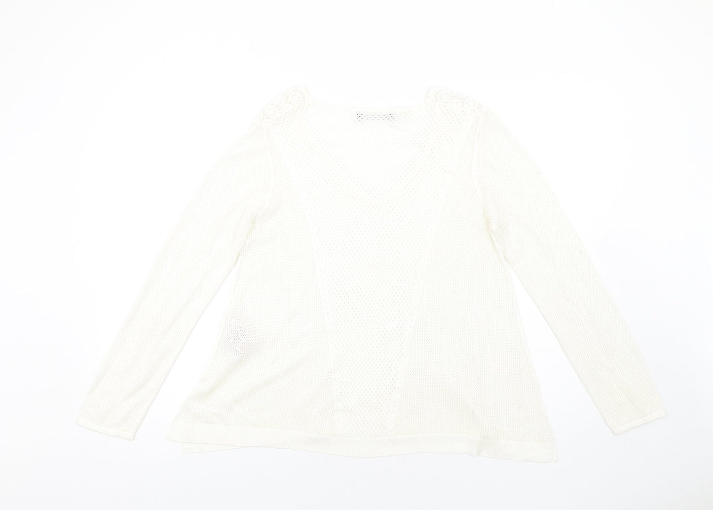Marks and Spencer Womens Ivory V-Neck Viscose Pullover Jumper Size 12