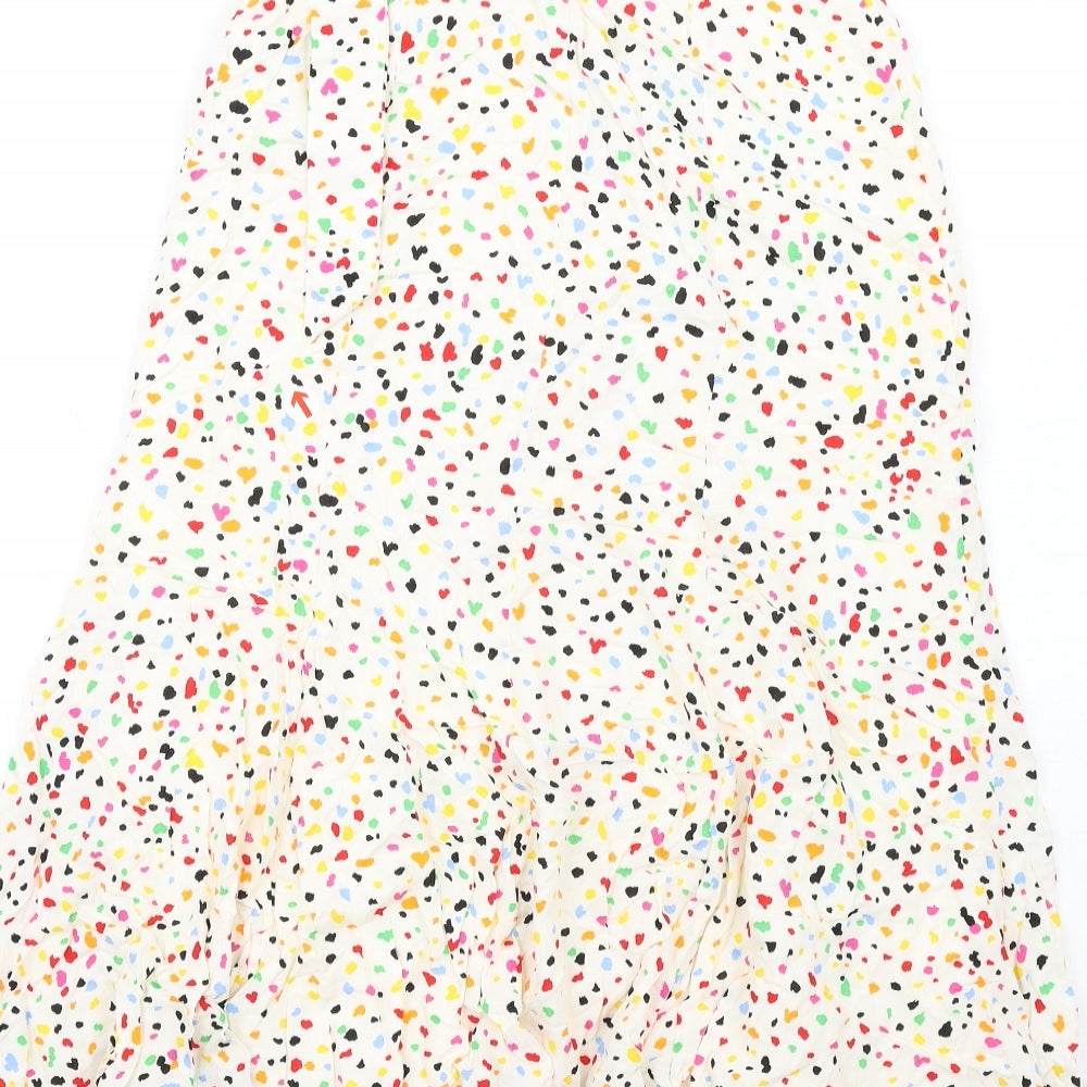 dusk Womens Multicoloured Geometric Viscose A-Line Skirt Size 6 Button