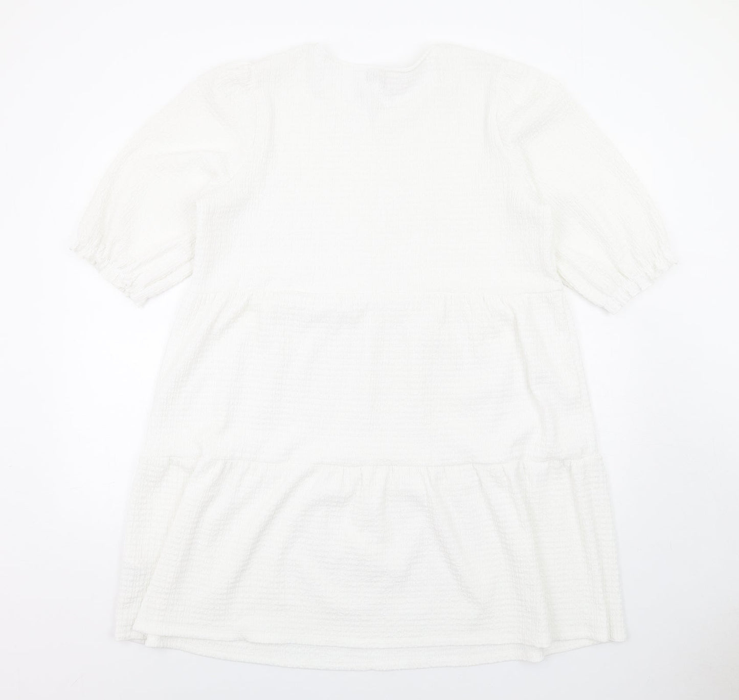 Apricot Womens White Polyester Ball Gown Size 14 Round Neck Pullover