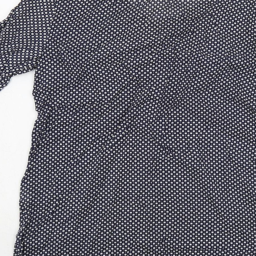 Gap Womens Blue Geometric Cotton Tunic Blouse Size XS V-Neck