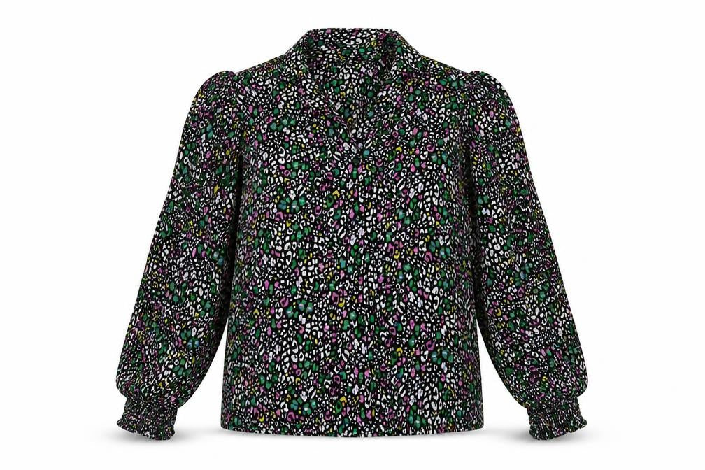 Topshop Womens Multicoloured Animal Print Polyester Basic Button-Up Size 10 Collared